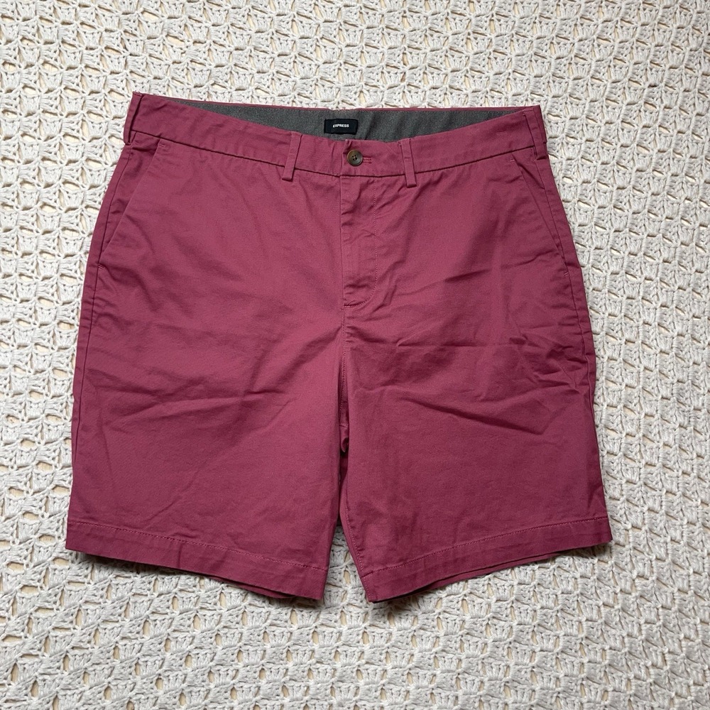 Express Chino Shorts Mens Sz W36 L8 Pink Slim Above The Knee Performance‎ Casual